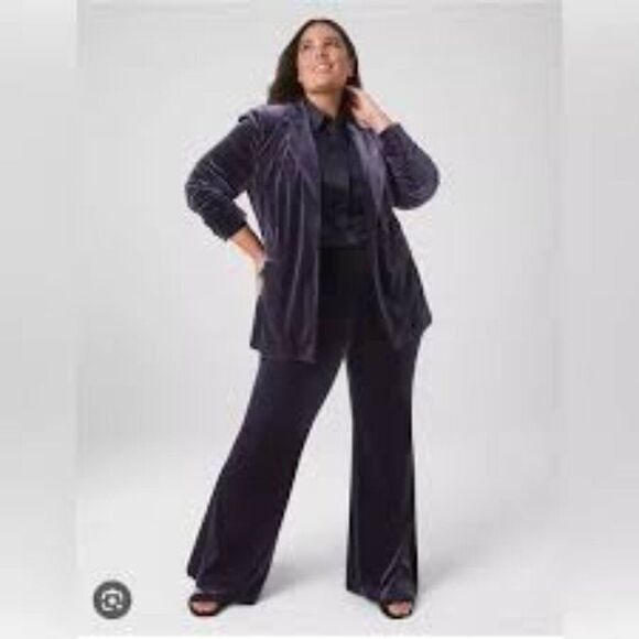 Lane Bryant Purple Velvet Blazer w/ Notched Lapel Classic Slouchy Comfortable 24 - Picture 3 of 13